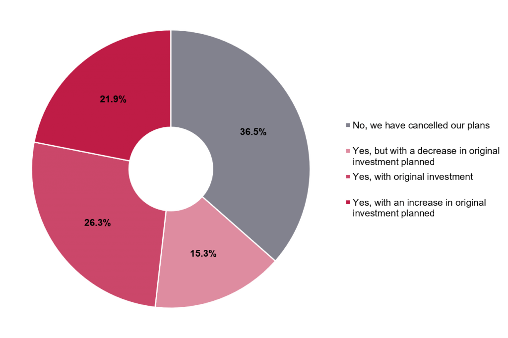 Survey results to question - What percentage of businesses are going ahead with their Black Friday campaigns? 